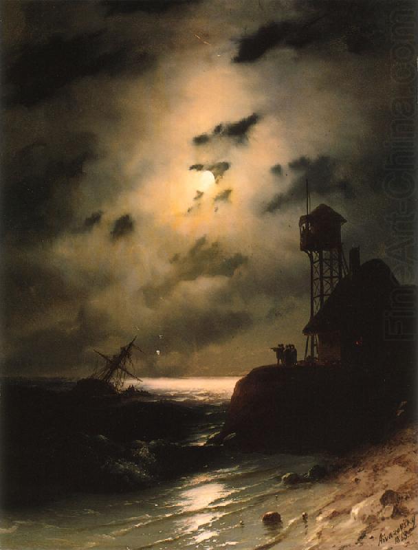 Ivan Aivazovsky Moonlit Seascape With Shipwreck china oil painting image